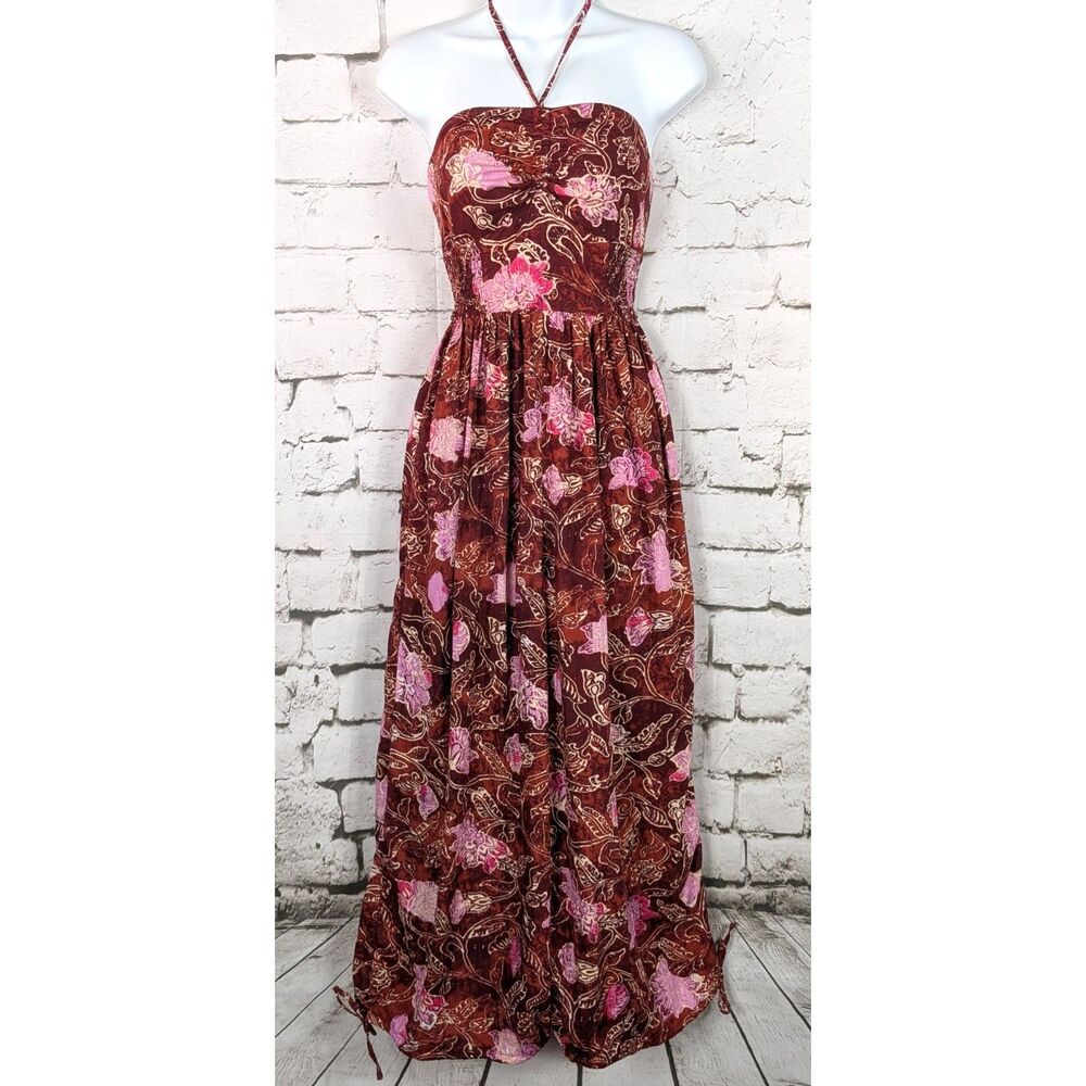 FREE PEOPLE Iris Harem Pant Smocked Jumpsuit Boho Beachy Summer Size XS
